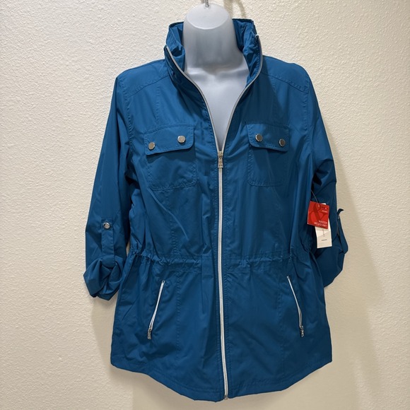 Style & Co. Jackets & Blazers - Style & Co Sport Teal Lightweight Hooded Jacket Women's Size Small NWT
